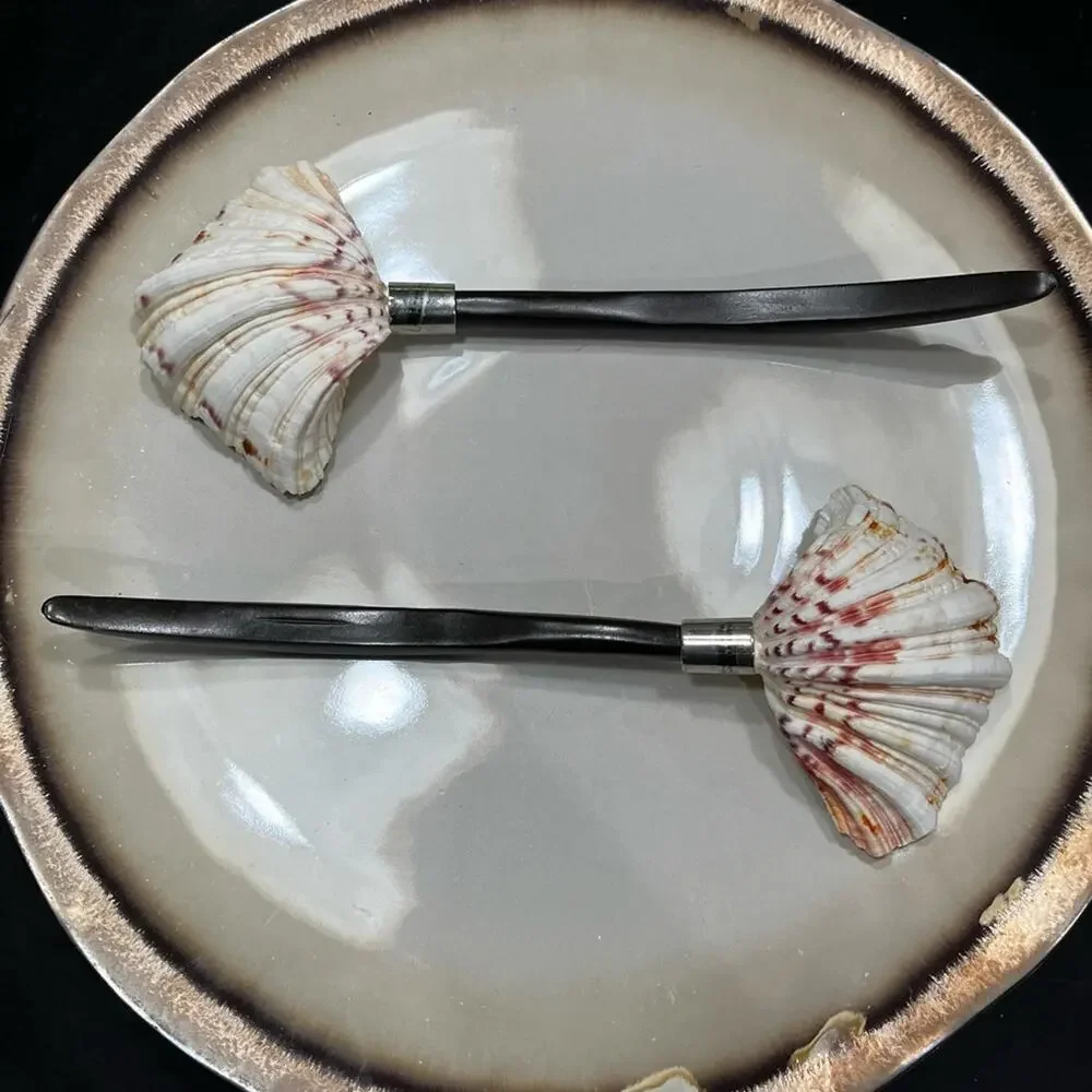 NEW Pottery Barn Antique Bronze Shell Large Salad Side Kitchen Serving Spoons